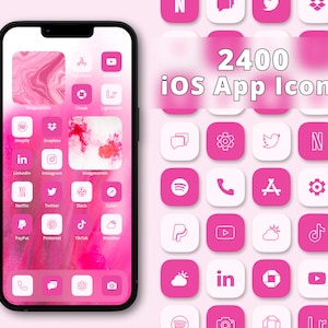 Pink App Icon Pack | Aesthetic Icons | Hot Pink App Covers | iPhone App Icons | iOS Hot Pink Icons | Pink App Icon Set | App Icons Bundle