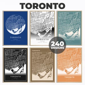 Map of Toronto, Toronto Kartographie Karte, Toronto City Wandkunst, Kanada Karte Poster, Reisekarte Poster, Digitale Stadtkarte, 240 Kartendesigns