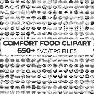 Comfort Food Clipart-Bundle, Comfort Food Illustrationen, gemütliche Mahlzeit Silhouetten, Comfort Food Vektor-Kunstpackung, Homestyle Kochen Clipart