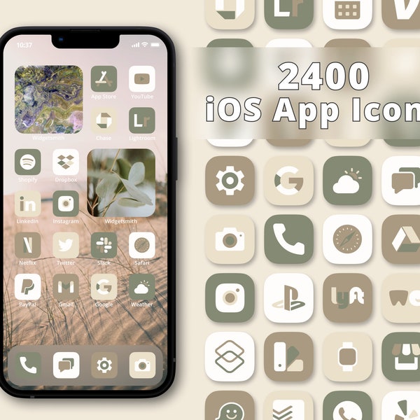 Earth Tone App Icon Pack | Aesthetic App Icons | Olive App Covers | Khaki iPhone App Icons | iOS Icons | Brown App Icon Set | Icons Bundle