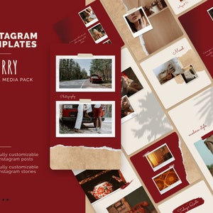Cherry Instagram Templates - Editable Canva Template Pack | Instagram Branding Kit + Engagement Stories | Instagram Post & Story Templates