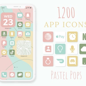 Pastel Pops App Icons Bundle | 1200 Aesthetic Custom Themed App Icons | Pastel Pops iOS Icons | Pastel Icons | iPhone Wallpapers & Widgets