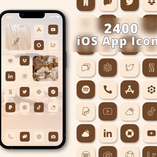 Beige App Icon Pack | Aesthetic App Icons | Beige App Covers | Beige iPhone App Icons | iOS 15 Icons | Brown App Icon Set | App Icons Bundle