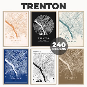 Trenton Map Poster, Trenton City Poster, Map of Trenton, Trenton Map Art, Street Map Poster, Map Wall Art