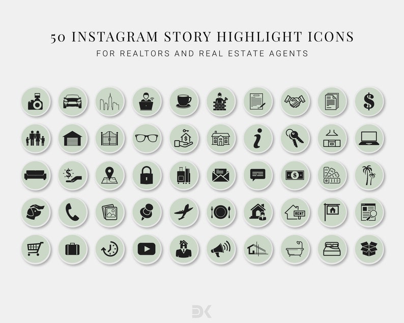 50 Real Estate Instagram Story Highlight Covers Green and - Etsy