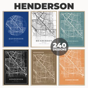 Karte von Henderson, Henderson Wand Poster, Nevada Druck, Henderson City Wandkunst, Karte Wandkunst, Straßenkarte Kunst