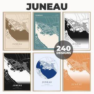 Juniau Wandkunst, Juniau Straßenkarte Poster, Digitale Karte Druck, Juniau Stadtkarte Kunst, Straßenkarte Dekor, 240 Kartendesigns, Juniau Druckkarte
