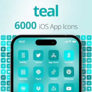 Teal Aesthetic App Icons, App Icon Pack, Teal iOS App Icons, Teal App Icons, App Icon Bundle, Custom Themed App Icons, iPhone Wallpapers image 1