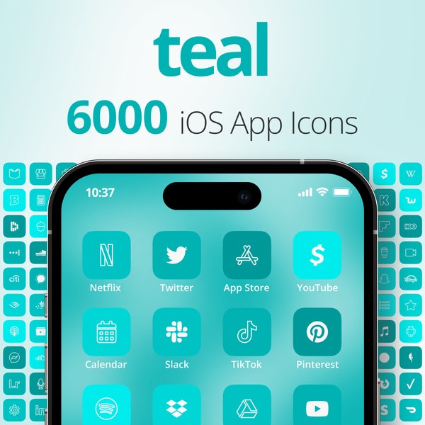 Teal Aesthetic App Icons, App Icon Pack, Teal iOS App Icons, Teal App Icons, App Icon Bundle, Custom Themed App Icons, iPhone Wallpapers