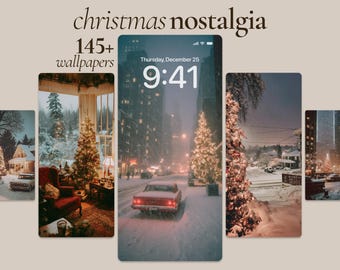 Christmas Nostalgia Phone Wallpaper Bundle, 145 Christmas Wallpaper Pack, Cozy Vintage Winter Aesthetic Lock Screen and Backgrounds