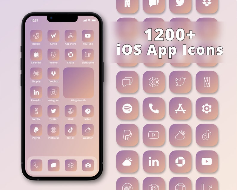 Gradient App Icon Pack iPhone App Icon Set Gradient Icons Aesthetic App Icons App Covers iOS Icon Pack Gradient iPhone Icons image 1