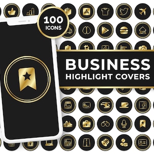 Instagram Highlight Covers, Gold Instagram Story Highlights, Gold Business Highlight Covers for Instagram, Gold Story Highlight Covers