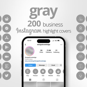 Icons for Instagram Stories, Business Instagram Highlight Covers, Business Gray Instagram Story Covers, Instagram Stories Gray Icons