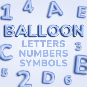 Blaue Ballon Buchstaben & Zahlen Clipart, Blaue Folie Alphabet und Zahlen Digital Art, Blue Foil Buchstabe Clipart für Party Dekor und Einladungen
