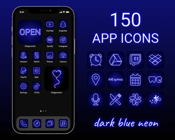 Dark Blue Neon App Icons Bundle Neon Aesthetic App Icons Etsy De Dark Blue Neon App Icons Bundle Neon Aesthetic App Icons Etsy De