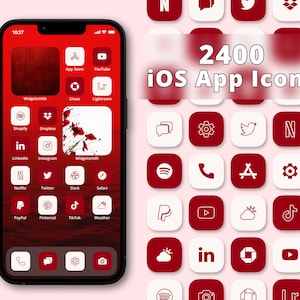Red iOS App Icons | Aesthetic App Icons | Red App Covers | Red iPhone App Icons | iOS 15 Icons | Red App Icons for iOS | Red Icons Pack