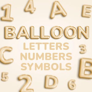 Feuille d'or ballons des lettres et des chiffres des cliparts, téléchargement numérique de l'alphabet or, police de ballon or pour les invitations à des fêtes, lettres de la feuille d'or