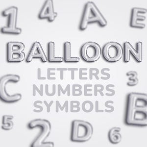 Silberne Folienballon Illustrationen, Metallic Zahlenballon Grafiken, Silberne Buchstaben, Silberne Satzzeichen, Buchstaben Sammlung Clipart