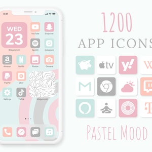 Pastel Mood App Icons Bundle | 1200 Aesthetic Custom Themed App Icons | Pastel Mood iOS Icons | Pastel Icons | iPhone Wallpapers & Widgets
