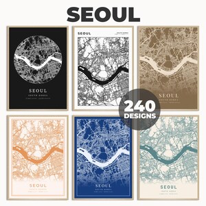 Seoul Karte, Minimalistische Stadt Gypsy Map Poster, Moderne Gypsy Street Karte Wanddeko, Gypsy Map Dekoration, Gypsy Karte