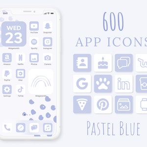 Blue Pastel App Icons Bundle | 600 Aesthetic Custom Themed App Icons | Pastel Blue iOS Icons | Pastel Icons | iPhone Wallpapers & Widgets