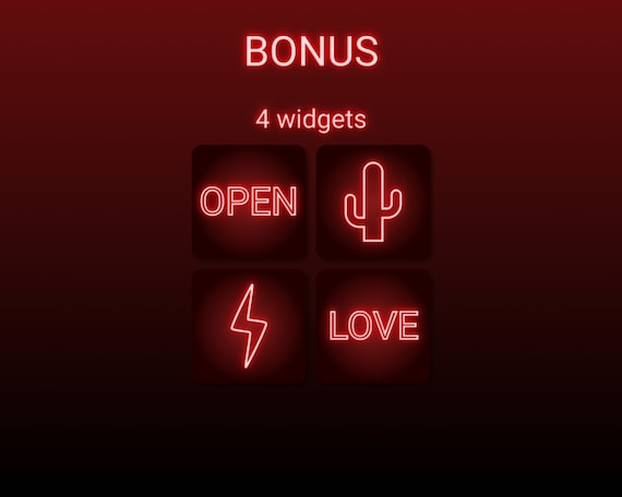 Red Neon App Icons Bundle Neon Aesthetic App Icons Red Ios Etsy