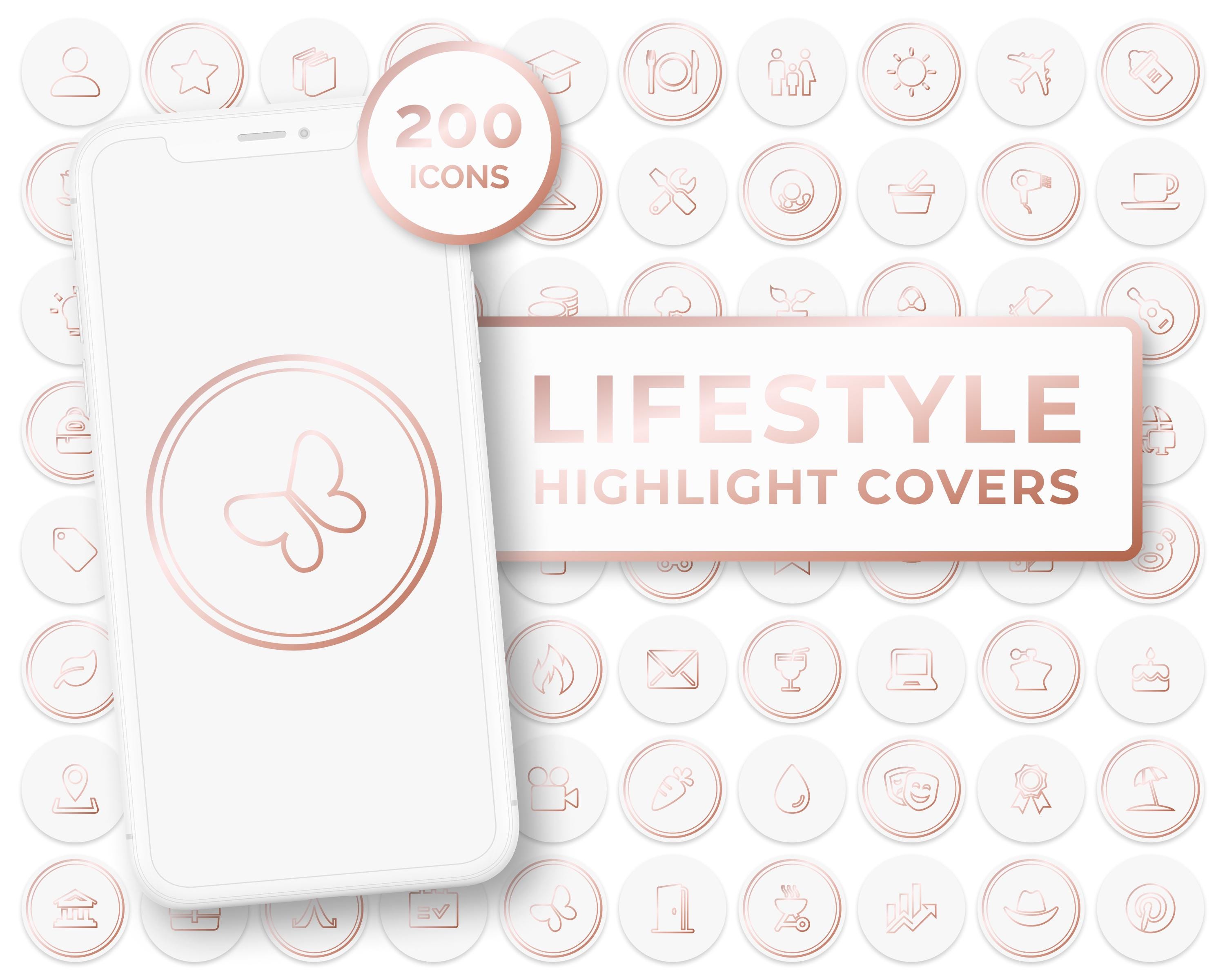 Instagram Highlight Covers, Rose Gold Instagram Story Highlights, Rose Gold Lifestyle Highlight Covers for Instagram, Story Highlight Covers