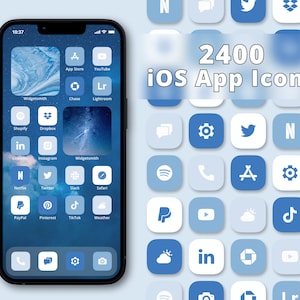 Blue iOS Icons | Blue App Icon Pack | Blue iPhone Icons | Blue iPhone 14 App Icons | Blue iOS 16 App Icons | Blue iPhone Home Screen Theme