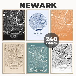 Newark-kaartafdruk, New Jersey-afdruk, Newark City-afdruk, Newark wegenkaartposter, digitale kaartafdruk, kaartposter, 240 kaartontwerpen, 240 kaartontwerpen