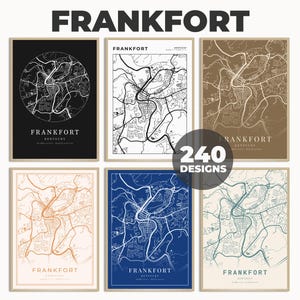 Frankfort Wall Poster, Map of Frankfort, Frankfort Map Art, Frankfort City Print, Gift City Map, Printable Art