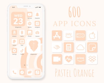Orange Pastel App Icons Bundle | 600 Aesthetic Pastel App Icons | Pastel Orange iOS Icons | Orange Icons | Bonus Pastel Wallpapers & Widgets
