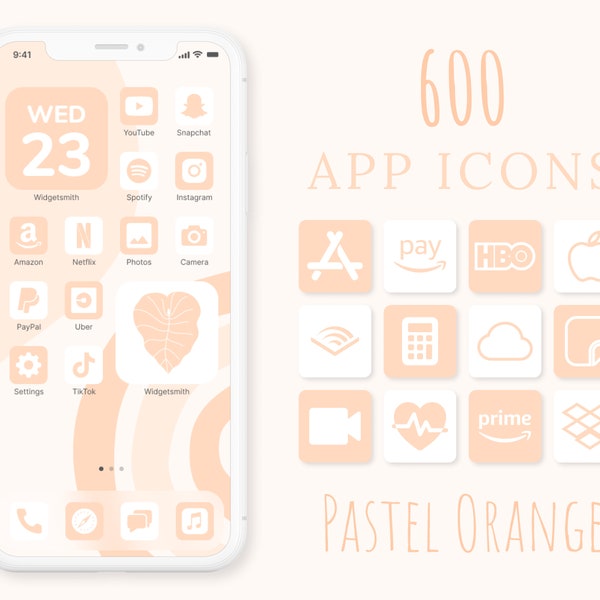 Orange Pastel App Icons Bundle | 600 Aesthetic Pastel App Icons | Pastel Orange iOS Icons | Orange Icons | Bonus Pastel Wallpapers & Widgets