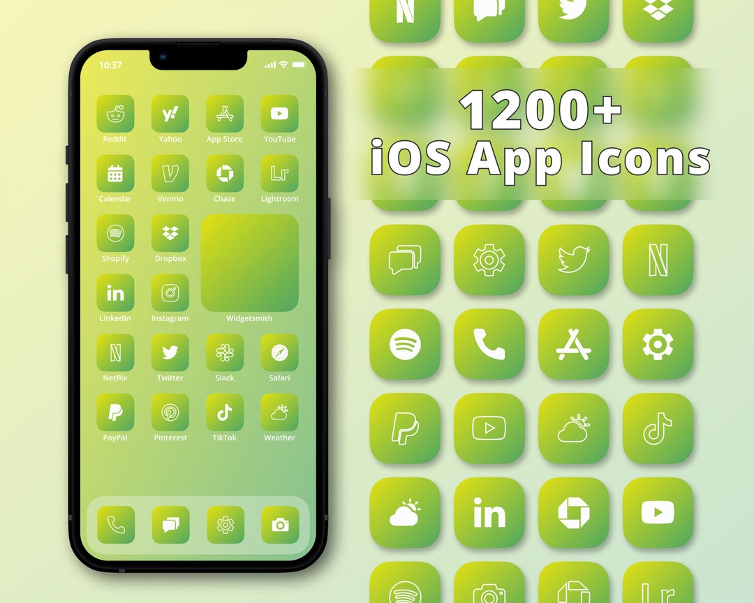 Lime Gradient App Icon Pack iPhone App Icon Set Lime Color