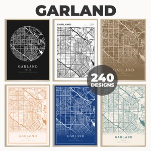 Garland Map Poster, Garland Road Map Poster, Garland City Wall Art, Garland City, Digital Print, Road Map Poster