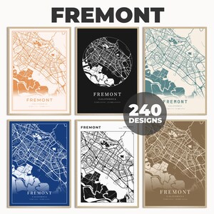 Impression murale Fremont, oeuvre d'art murale Fremont, affiche Fremont, impression carte Fremont, impression carte de l'État, affiche carte de voyage
