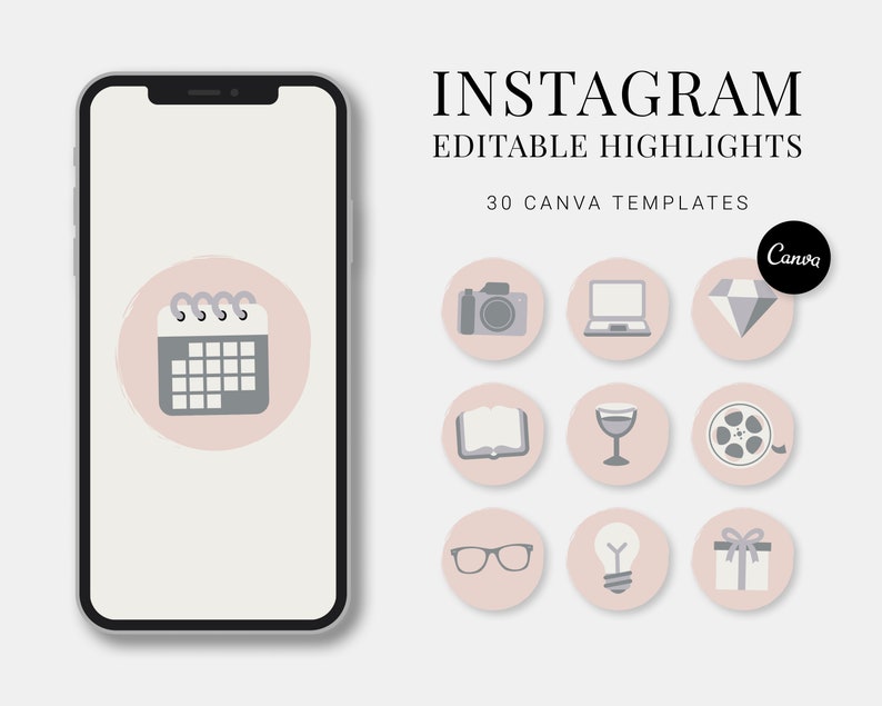 Editable Instagram Story Highlight Icons 30 Canva Templates | Etsy