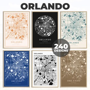 Orlando Wall Decor, Orlando Map Print, Orlando City Wall Art, Orlando Map Poster, City Map Download, Digital Map Print, 240 Map Designs