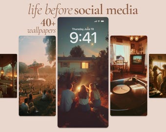 Life Before Social Media Phone Wallpaper Bundle, Vintage Nostalgia 90s Aesthetic Phone Art, Nostalgic Digital Wallpaper Collection