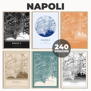 Carte de Naples, affiche murale de Naples, carte cartographique de Naples, art mural de Naples, carte minimaliste, affiche de plan de rue, 240 modèles de carte, impression de Naples