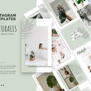 Naturalis Instagram Templates - Editable Canva Template Pack | Instagram Branding Kit + Engagement Stories | Instagram Post & Story Template