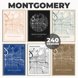 Montgomery-kaartposter, Montgomery-muurkunst, Montgomery-stadskaart afdrukken, Montgomery-cartografiekaart, Montgomery-stadsmuur afdrukken decor