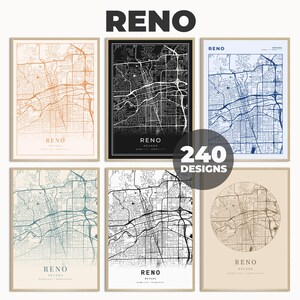 Karte von Reno, Reno Wandkunst, Reno Wanddruck, Reno Street Karte Kunst, Reno Stadt Wanddruck, Straßenkarte Kunst, Geschenke für Zuhause, 240 Kartendesigns
