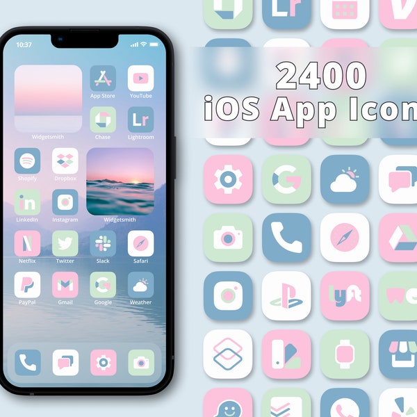 Pastel App Icon Pack | Aesthetic App Icons | Pastel Pink App Covers | Pastel Green iPhone App Icons | iOS Icons | Pastel Blue App Icon Set