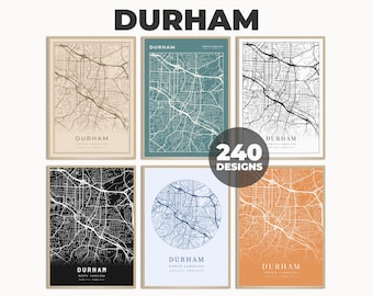 Durham Street Map Art, Durham Wall Decor, Durham Wall Poster, Map of Durham, Digital Map Print, City Map Poster