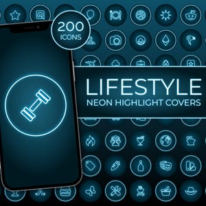 Instagram Stories Highlights, Neon Blue Instagram Highlight Covers, Neon Blue Lifestyle Instagram Highlights, Neon Blue Story Highlights