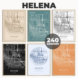 Affiche de carte d'Helena, art mural d'Helena, impression de carte de ville d'Helena, carte cartographique d'Helena, impression déco murale d'Helena City