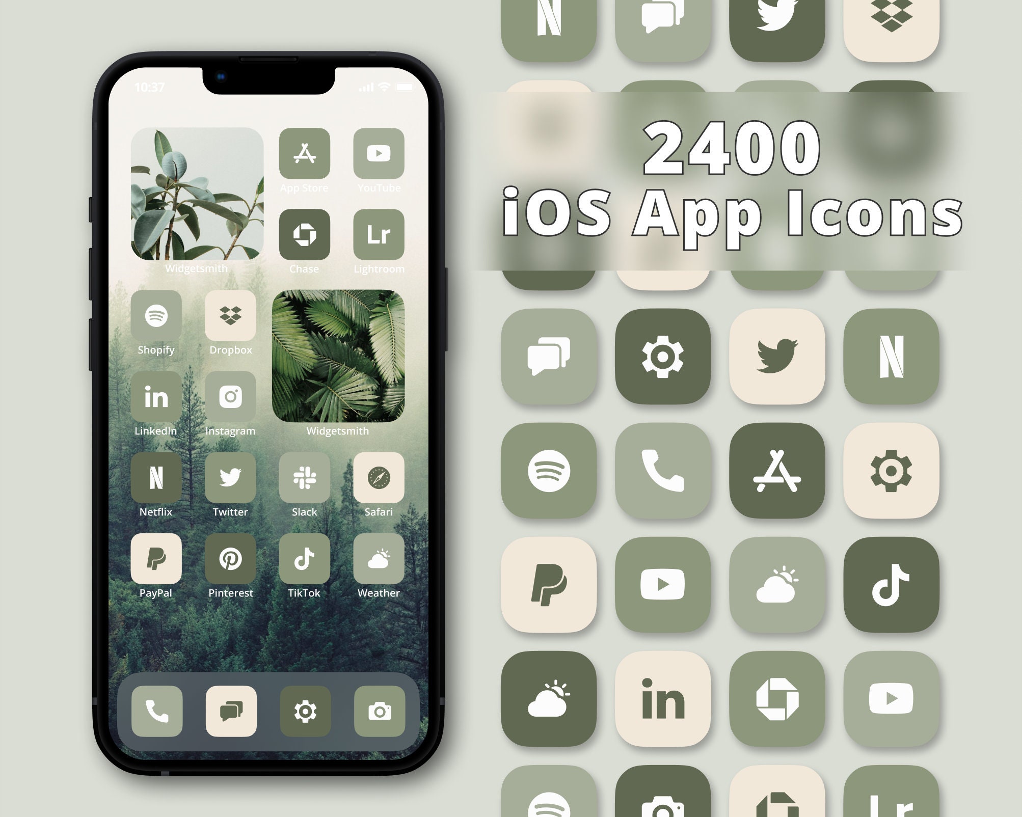 Forest App Icon Pack | Aesthetic App Icons | Green App Covers | iPhone Olive App Icons | iOS Icons | Green App Icon Set | App Icons Bundle