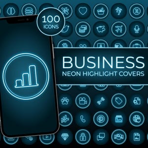 Instagram Story Highlights, Neon Blue Instagram Story Highlights, Neon Blue Instagram Highlight Icons, Business Instagram Highlight Covers
