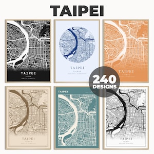 Art mural déco de la ville de Taipei, impression de carte de la ville de Taipei, art de Taipei minimaliste, affiche de carte de la ville moderne, carte de Taiwan, décoration d'intérieur, cadeau pour les voyageurs