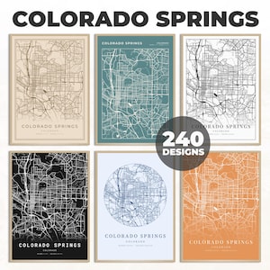 Art de carte de rue de Colorado Springs, affiche de Colorado Springs, art mural de Colorado Springs, affiche de carte, affiche de feuille de route, art de carte de route
